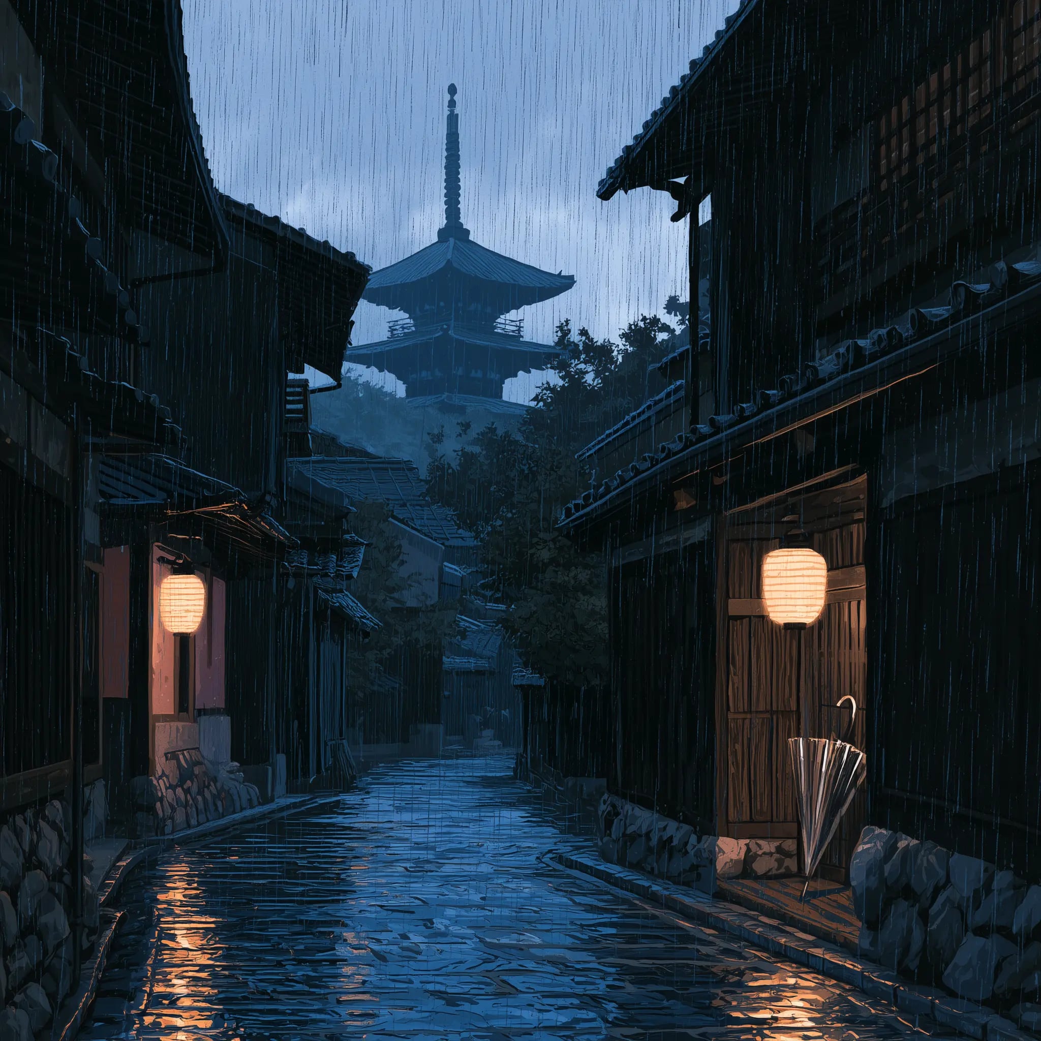 Lluvia en Kioto